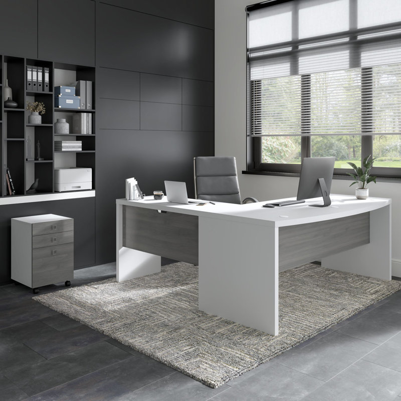 Office 500 Collection Computer Desk, Pure White/Modern Gray
