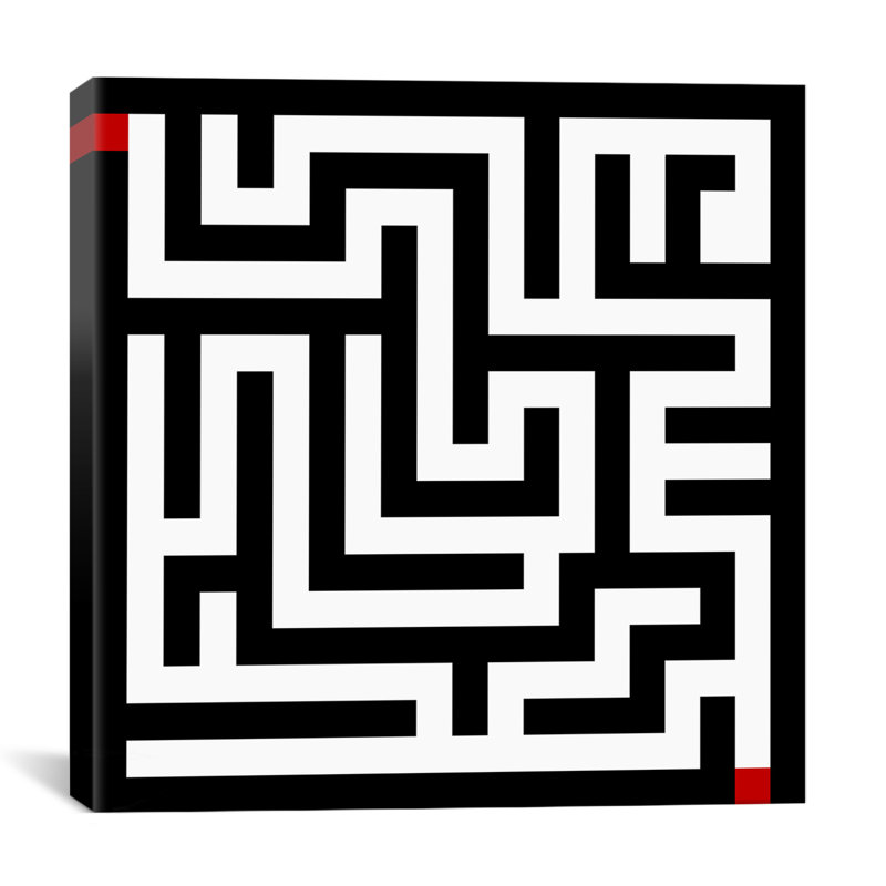 Albree Modern Labyrinth, impression sur toile, H 12 po x l 12 po x P 1,5 po, Pas de tapis, Toile tendue