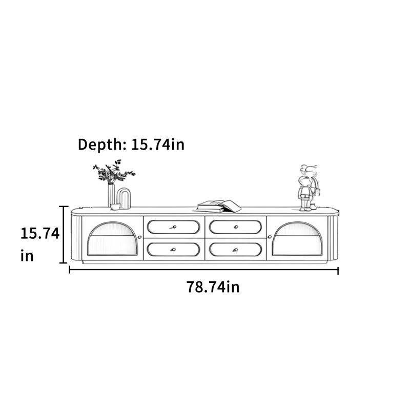 Meuble télé de style crème, 78.74"
