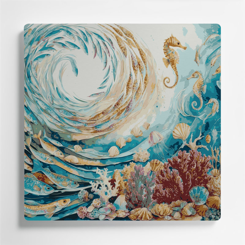 «Coastal Marine Life», art mural en métal brun, H 8 po x l 8 po