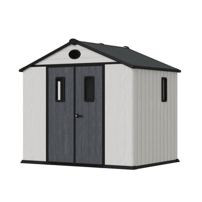 6*8 Outdoor Storage Tool Shed With Door And Floor, Plastic Outdoor Storage Shed With Steel Frame，white