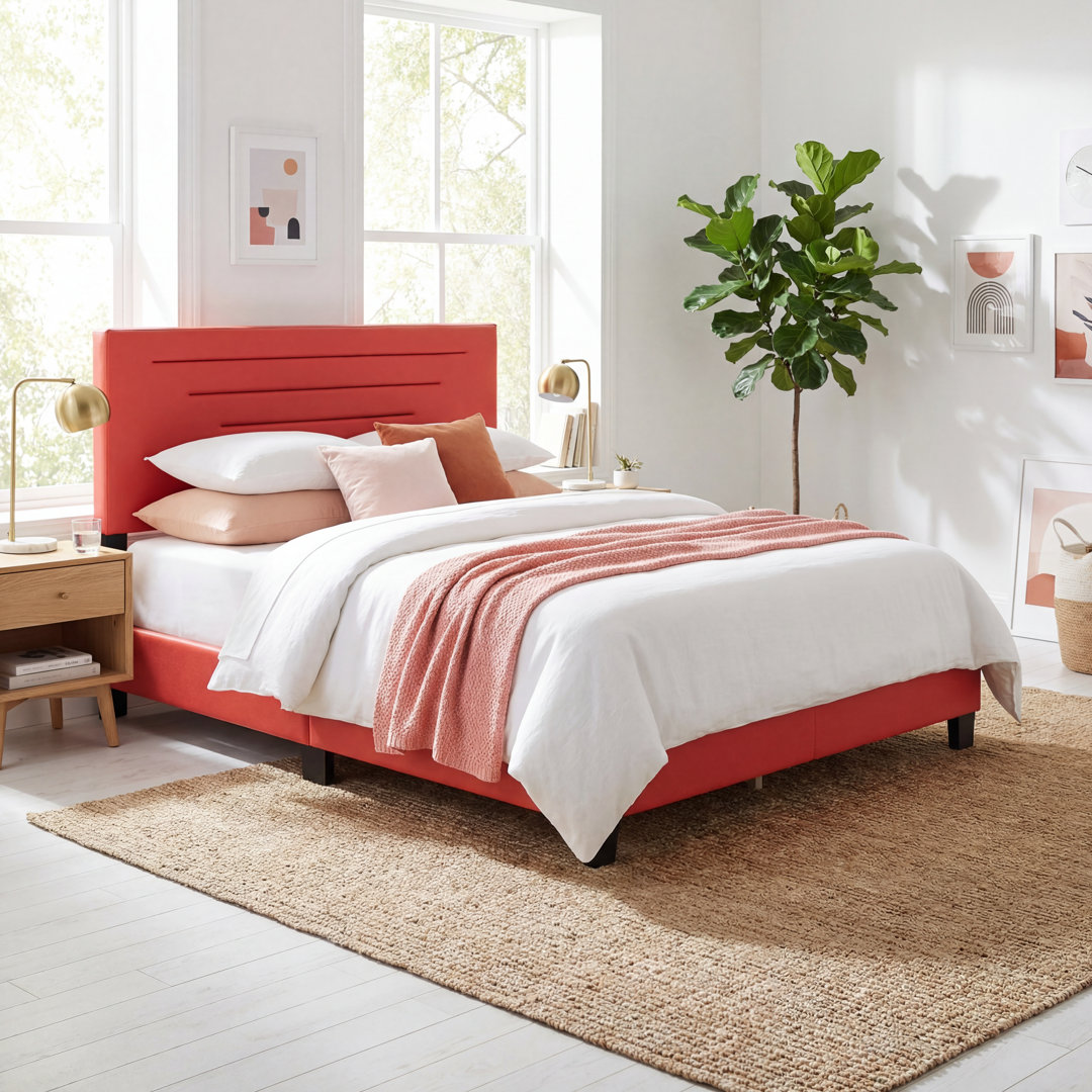 Luxembourg Vegan Leather Upholstered Platform Bed Frame with Adjustable Headboard, Requires Box Spring - Boyd Sleep Wade Logan® 