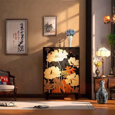 Armoire de rangement avec poignées en métal rétro