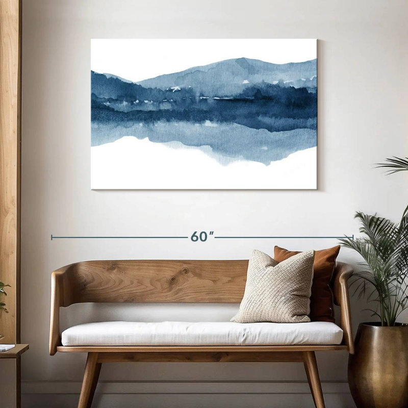 Aquarelle Avery, paysage bleu marine II, H 30 po x l 45 po