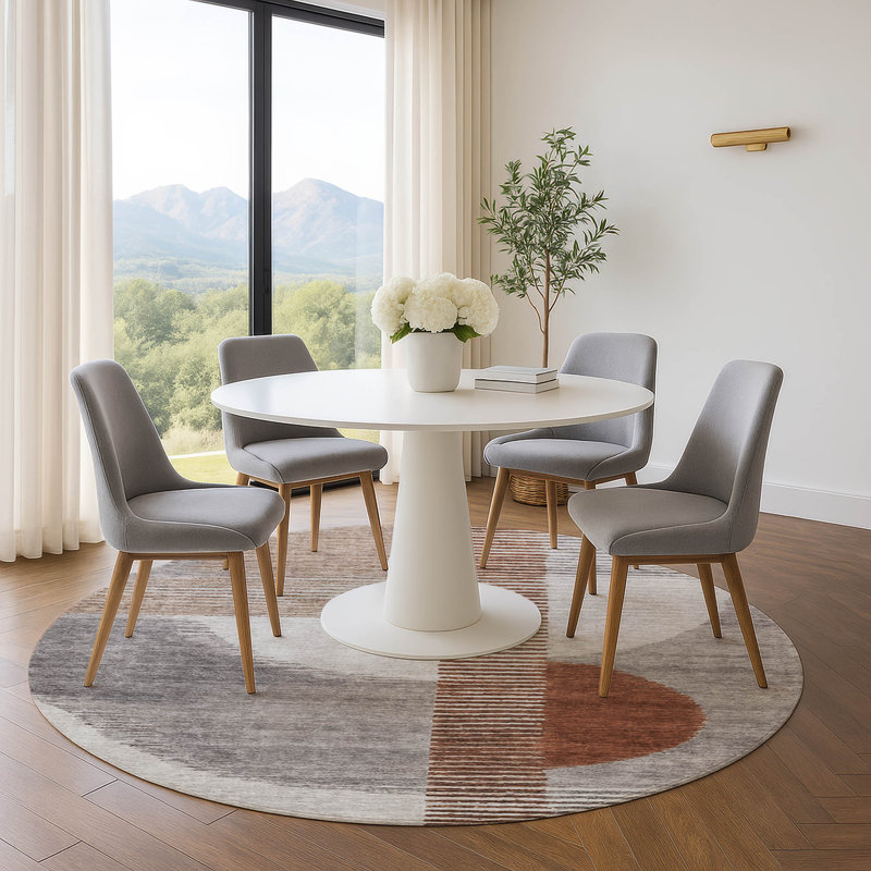 Premium Machine Washable Ariel Geometric Rug, Round 8'