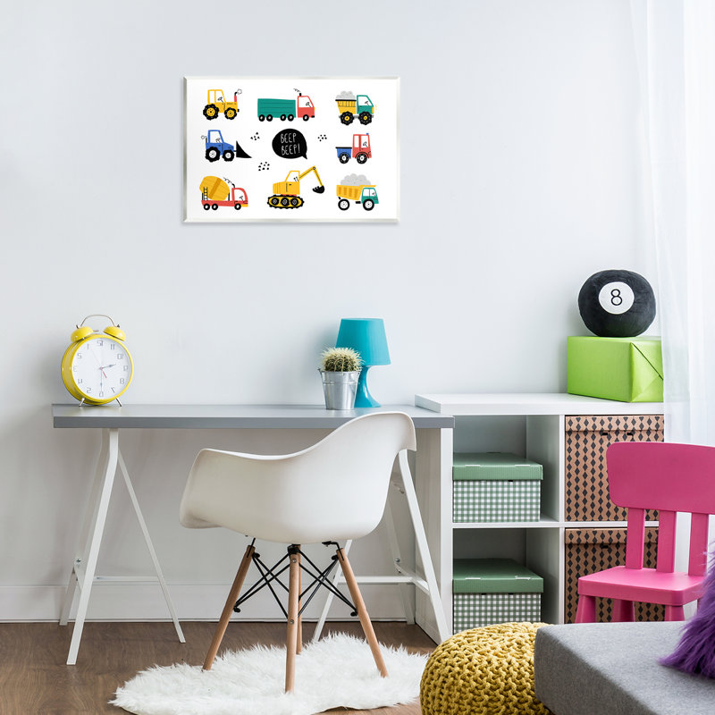 Plaque murale véhicules de construction Beep, design by Creative Studio, 10" H x 15" W