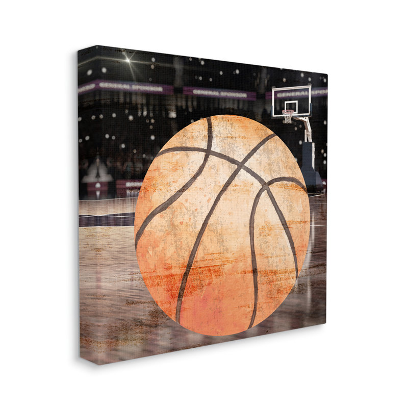 Art abstrait sur toile de basketball abstrait par Kim Allen, H 30 po x l 30 po x P 1,5 po