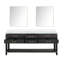Meuble-lavabo double avec miroirs et tablette ouverte