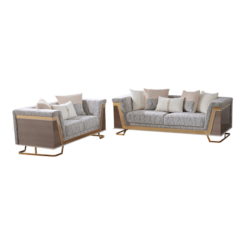 Ensemble de canapé 2 pièces avec coussins décoratifs Valora, 2 pièces: causeuse, canapé