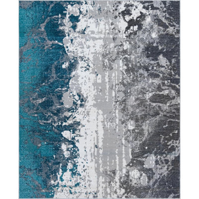 Tapis bleu/gris