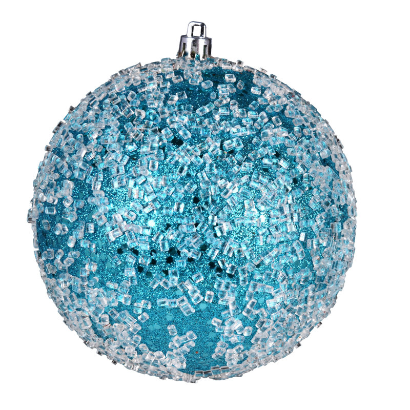 Ornement boule scintillante, Turquoise, H 4 po x l 4 po x P 4 po, 6