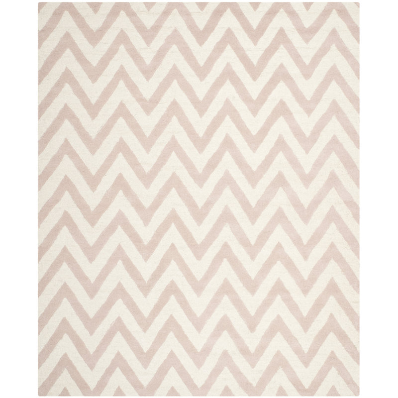 Sanyla Hand Tufted Wool Chevron Rug, Rectangle 9' x 12'