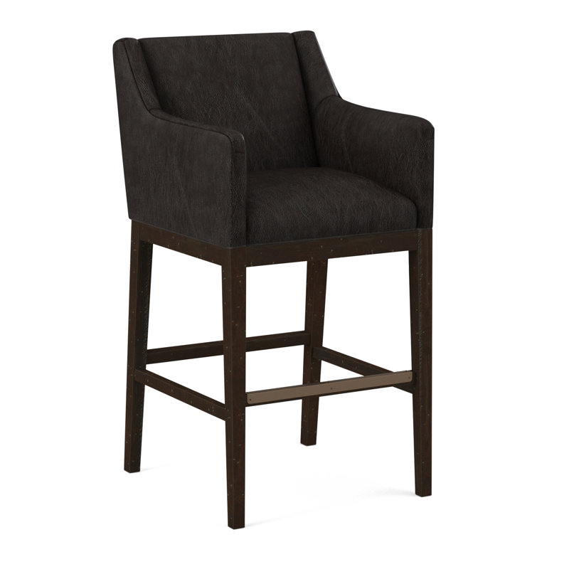 Upholstered Stool, Applause Bajah Ruby, Weathered Gray