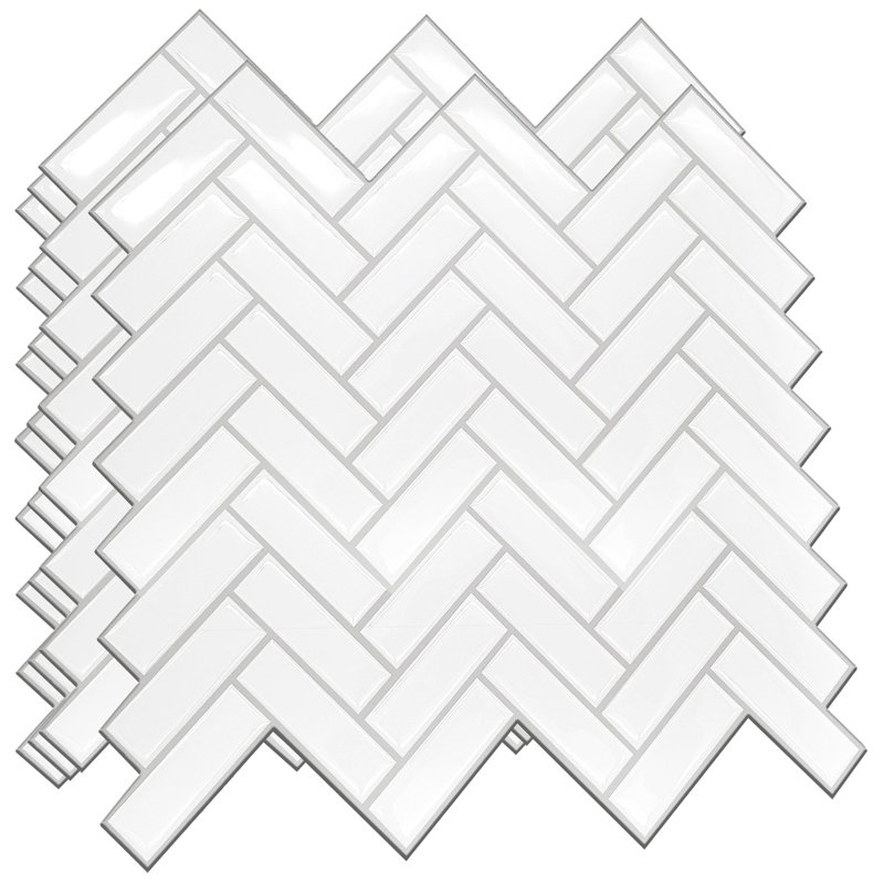 Herringbone Glossy 3D Sticker Tile - 20cm x 28cm