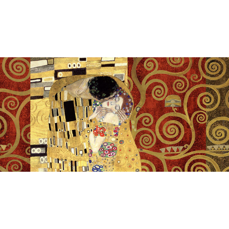 The Kiss by Gustav Klimt - Wrapped Canvas Painting, 70cm H x 140cm W x 4cm D