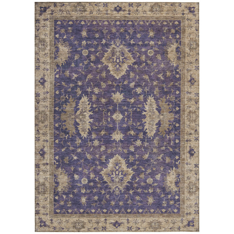 Machine Washable Indoor/Outdoor Xhevrie Purple Rug, Rectangle 3' x 5'