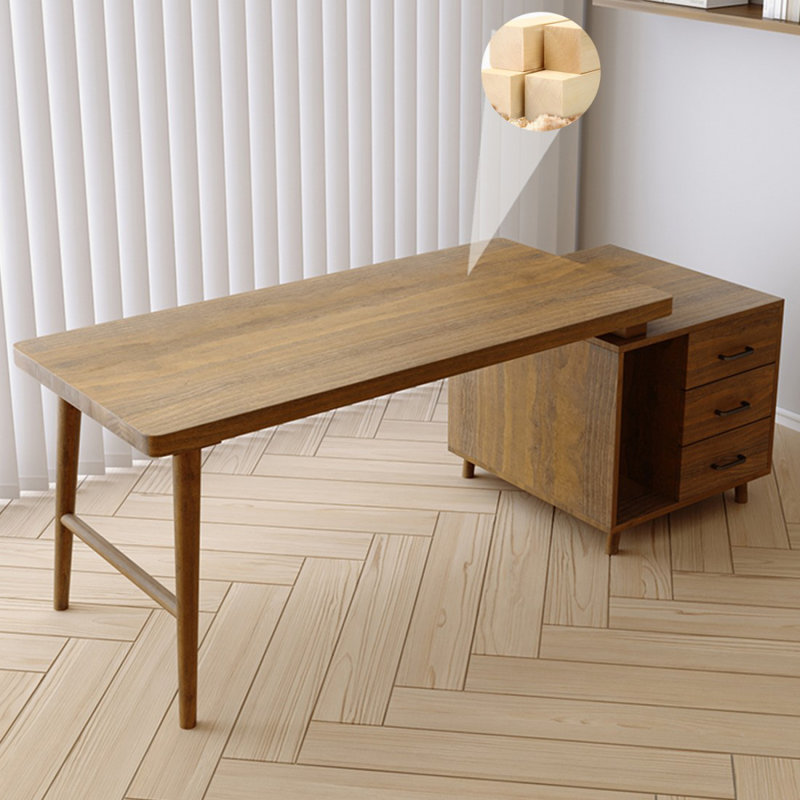 Bureau d'écriture rectangulaire en noyer massif avec 3 tiroirs, H 29,53 po x l 70,87 po x P 23,62 po