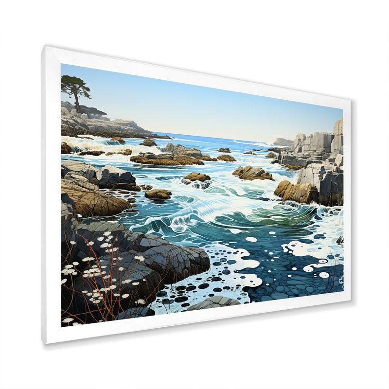 Paysage de plage sauvage IV sur toile, H 24 po x l 32 po x P 1 po, Cadre simple blanc