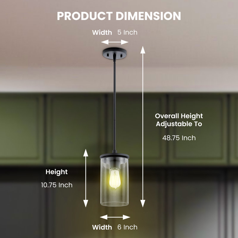 Mini-luminaire suspendu à une lumière Kichler, finition noire avec verre transparent