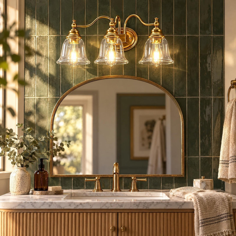 Three-Light Clear Glass Shade Modern Vanity Lights for Bathroom