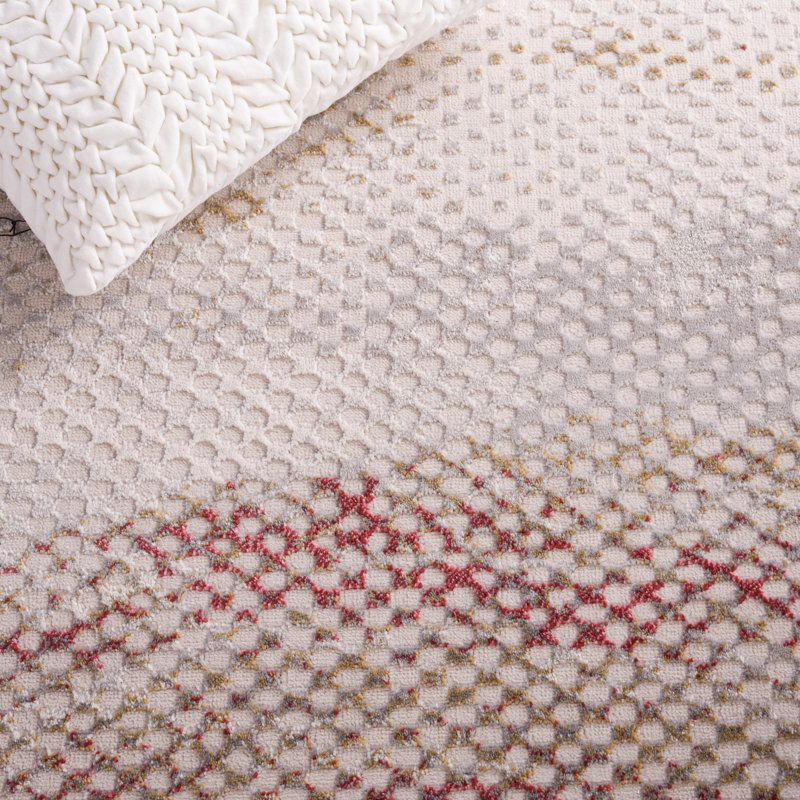 Tapis gris clair / rouge Annease Palma 324, Rectangle 9 pi x 12 pi