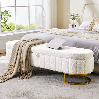 Morden 65" Curved Teddysorage Bench With Two Stools And Storage Sag