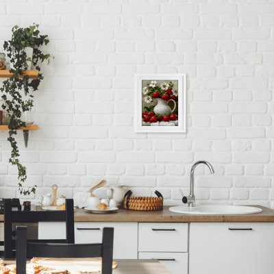 Painterly Strawberries Still Life Framed Print Under Glass, design by Lettered and Lined