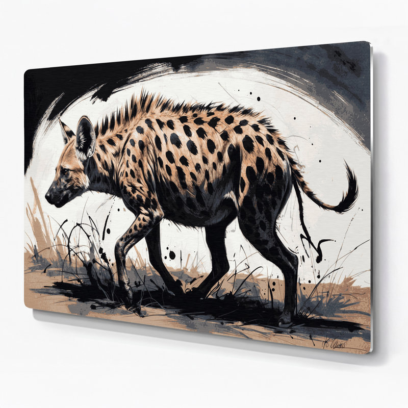 Wildlife Spotted Hyena Grey Metal Wall Art, 12" H x 18" W