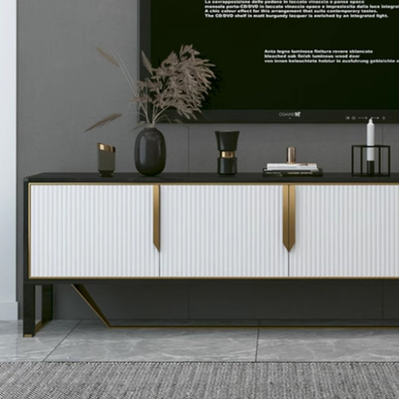 Meuble télé minimaliste aux contrastes de couleurs, 86.61"