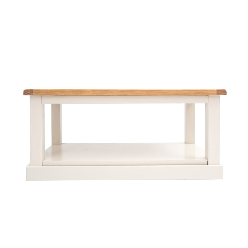 Harman Frame Coffee Table with Storage, Off-White/Pine Top