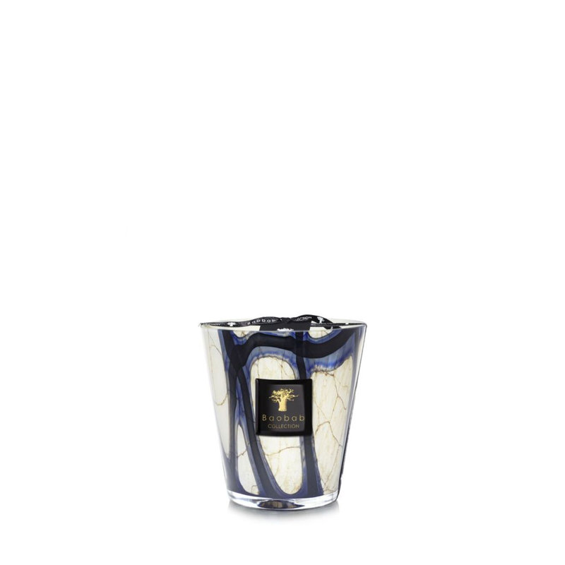 Stones Lazuli Candle, 6.3" H x 5.85" W x 5.85" D