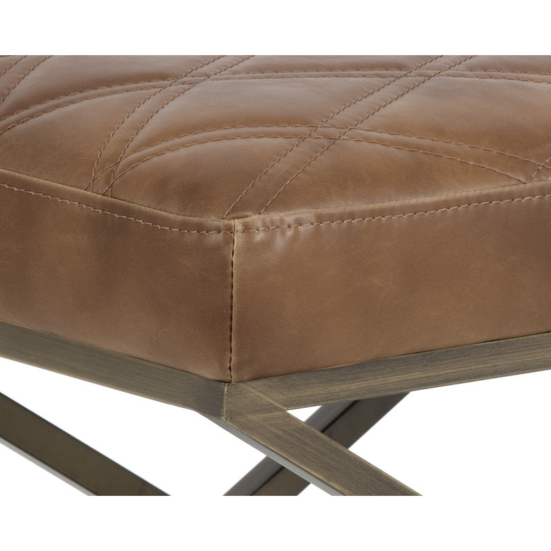 5West Upholstered Accent Stool, Tobacco Tan
