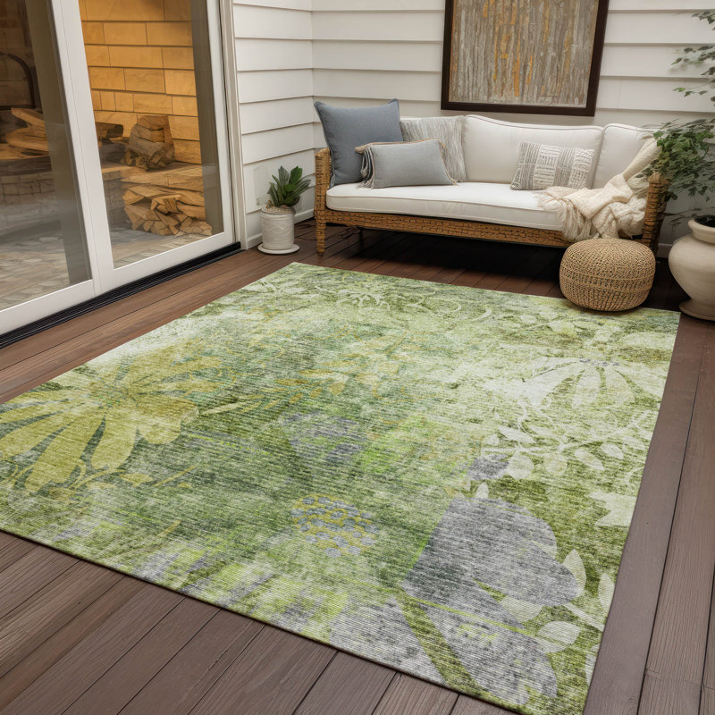 Machine Washable Indoor/Outdoor Lafferty ACN2223 Floral Rug, Rectangle 3' x 5'