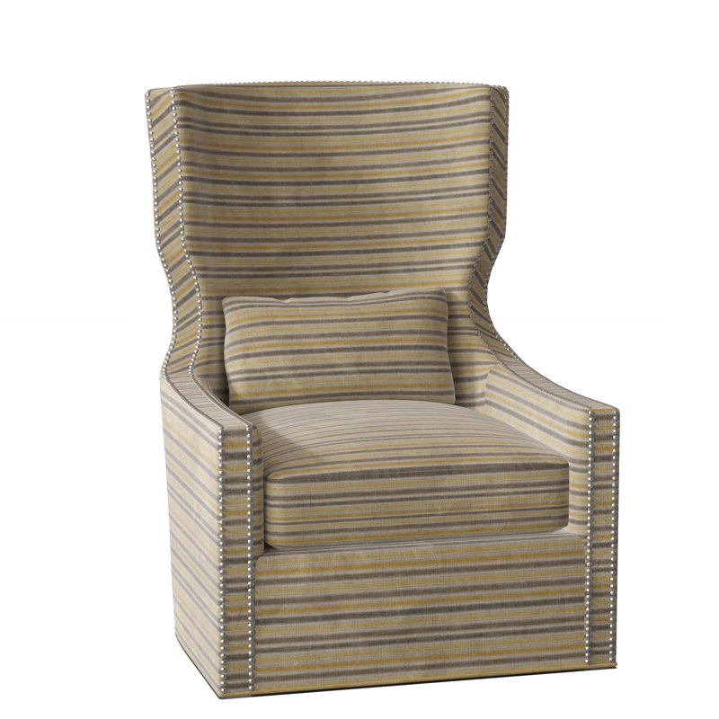 Corbin Swivel Slipcovered Wingback Chair, Laurel Yellow