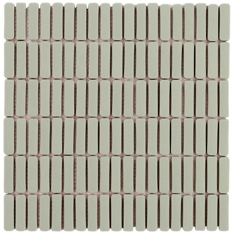 Venini 1/2" x 2" Mini Brick Frosted Glass Mosaic Tile, Sage Green