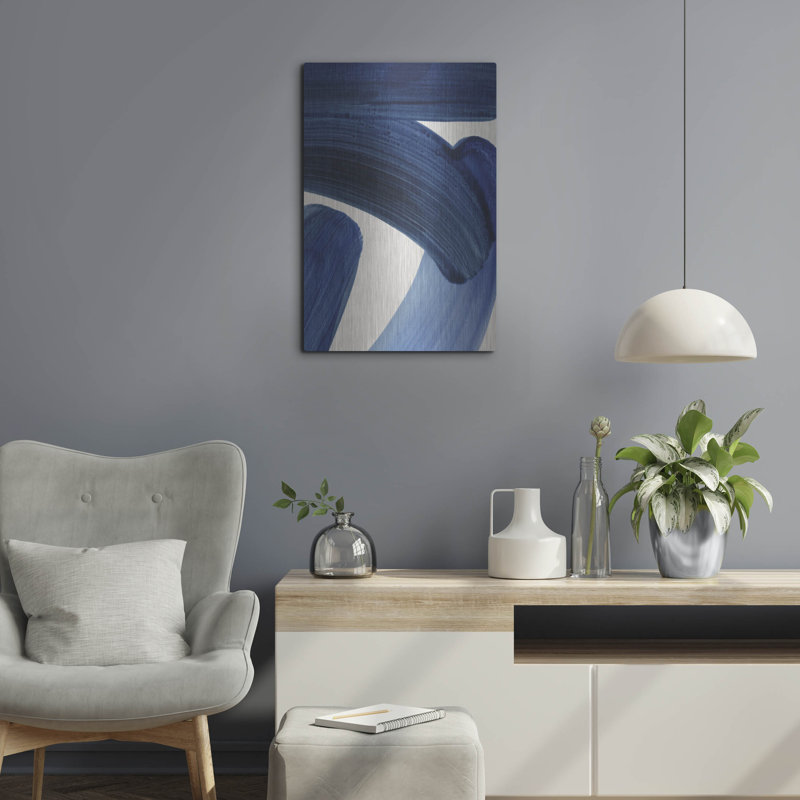 Art mural luxueux en métal «My Baby Blue 2» par Farida Zaman, 16 po x 24 po, H 24 po x l 16 po