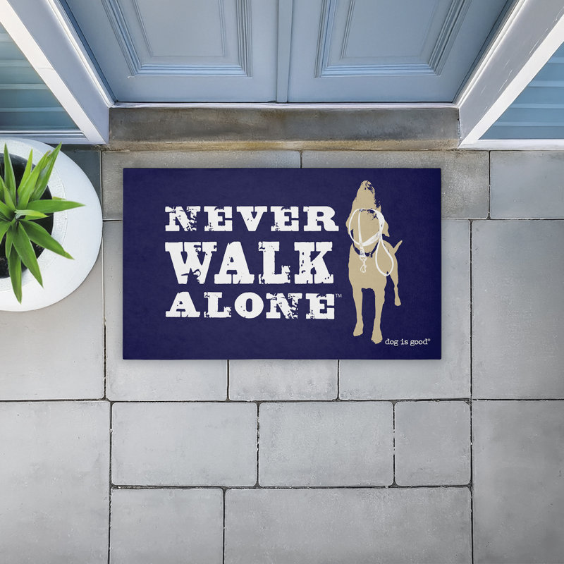  Tapis de porte antidérapant à séchage rapide Never Walk Alone Dog 18 po x 30 po, Never Walk Alone Dog