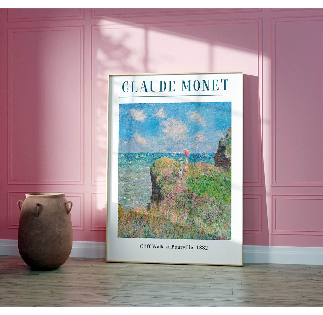 Claude Monet Poster, Walk On The Cliff At Pourville, Monet Print, Vintage French Home Décor, Floral Print, Floral Décor, Gift