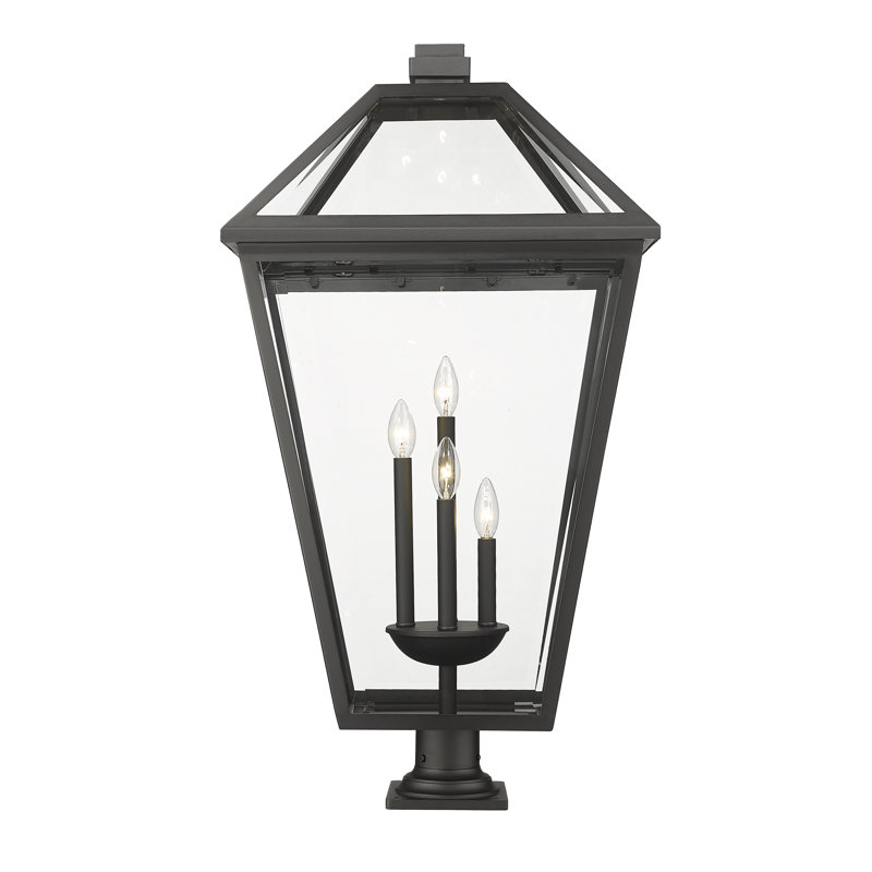 Museum Black Large Outdoor Pier Mount Lantern with Clear Glass
