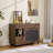 2-in-1 Modern Walnut Cat Litter Box Enclosure, Side Table with Storage & Wheels