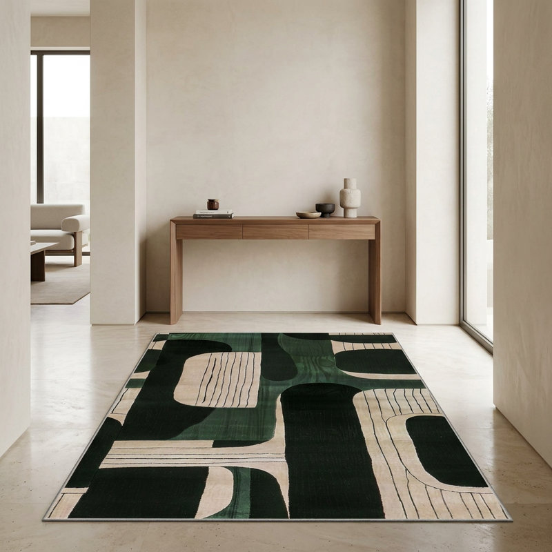 Arlo Abstract Geometric Emerald Green Area Rug
