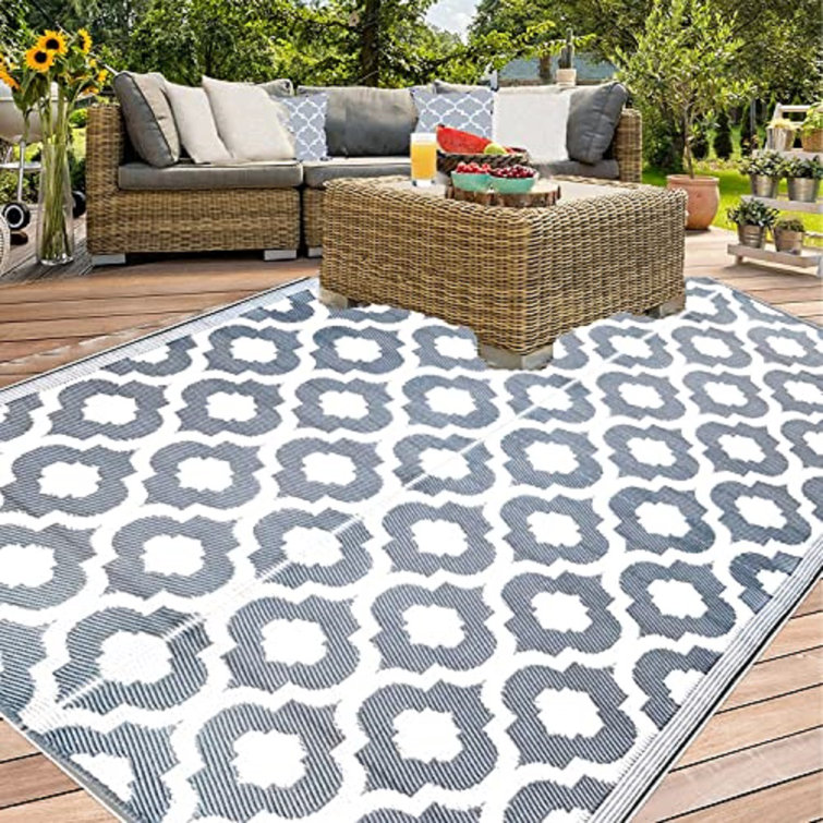 Outside Rugs Patio Waterproof Plastic Straw RV Camping Rug Reversible Mats  Large