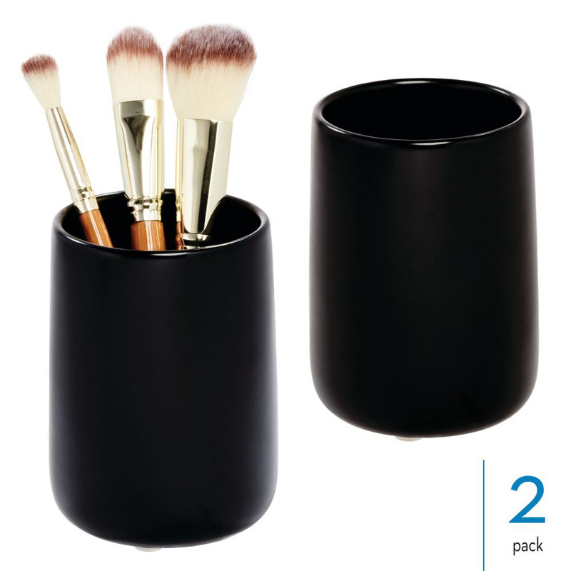 Ensemble de 2 verres en céramique pour comptoir ou meuble-lavabo iDesign - noir mat