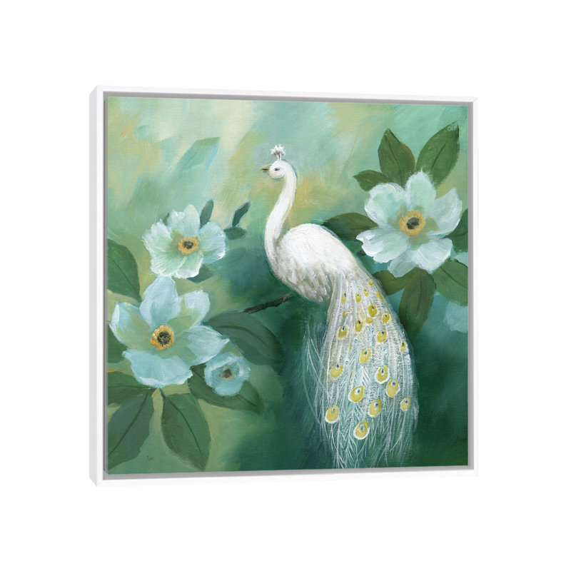 Proud Peacock par Nan - reproduction, Cadre blanc, H 26 po x l 26 po x P 1,5 po