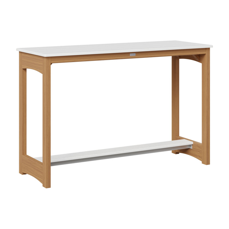 Table de bar Berlin Gardens, 38.5" H x 60" W x 22" D, Blanc, Teck naturel