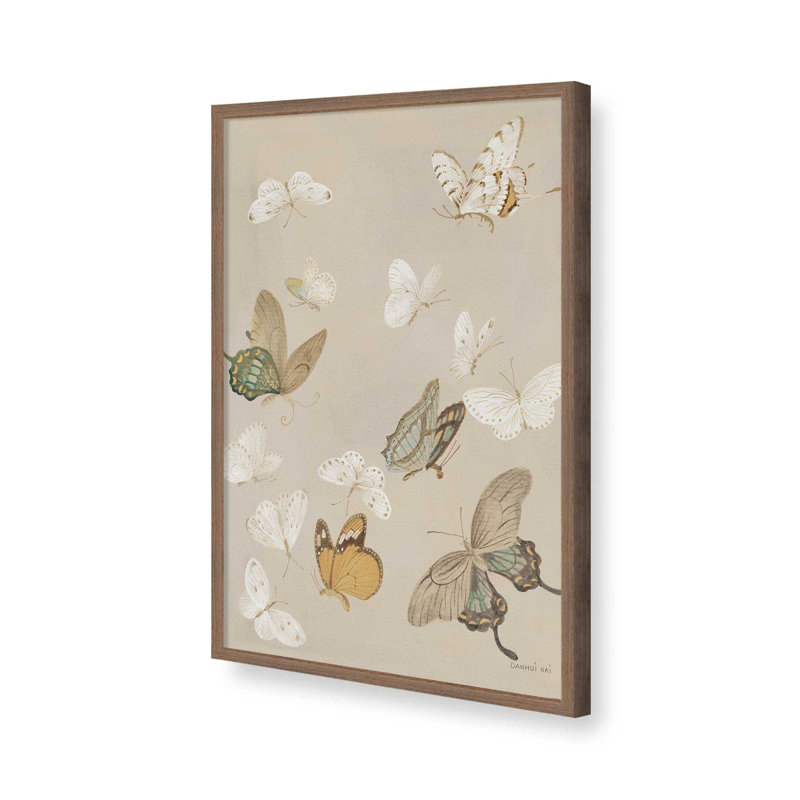 «Chrysanthemum Butterflies V2» par Danhui Nai, reproduction d'art sur toile, 40" H x 30" W, Brun
