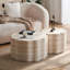 Ensemble de 2 tables basses rondes pour le salon, table d'appoint moderne minimaliste à motif de faux Mars, table de bout pour appartement, bureau