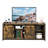 Brown TV Stand With Sliding Double Barn Doors And X-Panel Industrial Style Fits 55-Inch To 65-Inch Tvs