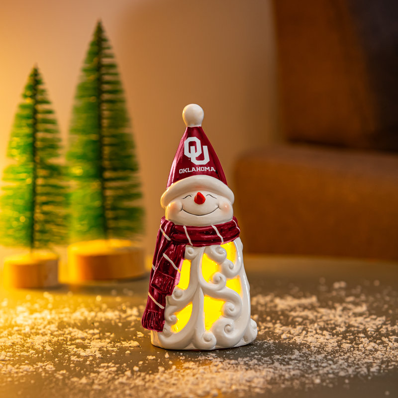 Statuaire DEL bonhomme de neige de l'Université Oklahoma, 8 po