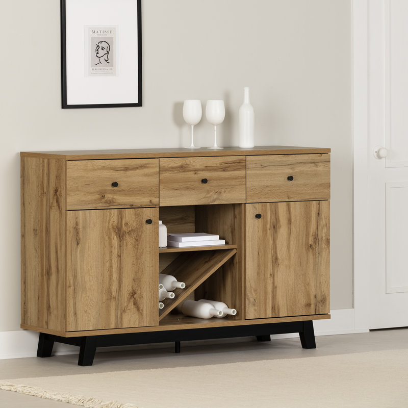 Bellami Buffet With Wine Storage, Oak/Black